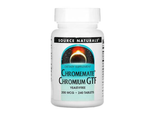 Хром Source Naturals ChromeMate® Chromium GTF 200 mcg Yeast Free 240 tabs (1086-2023-10-5275) - Фото 1