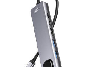 HUB адаптер 6 в 1 XO HUB013 Type-C, серый