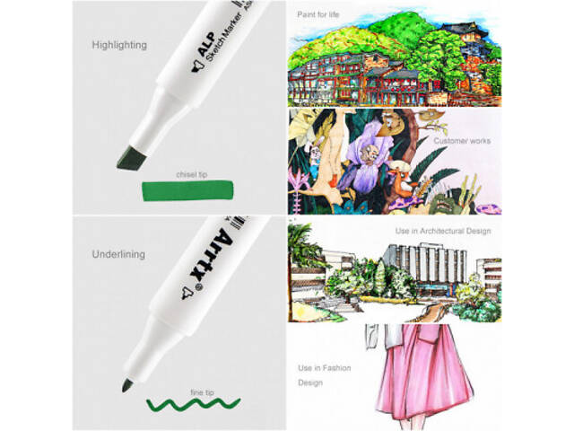 Художній маркер Arrtx Спиртові Alp ASM-0280A 80 кольорів (LC302192) - Фото 3