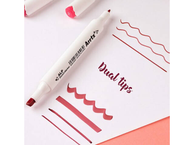 Художній маркер Arrtx Спиртові Alp ASM-02RD 24 кольори Червоні відтінки (LC302253) - Фото 2