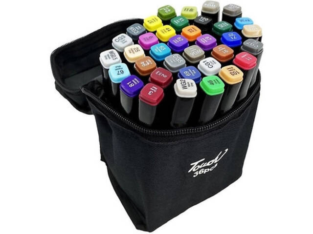 Художній маркер Touch двосторонній скетч маркерів 36 шт у чохлі + блокнот А5 (40 л) в асортименті для дівчаток (X - Фото 8