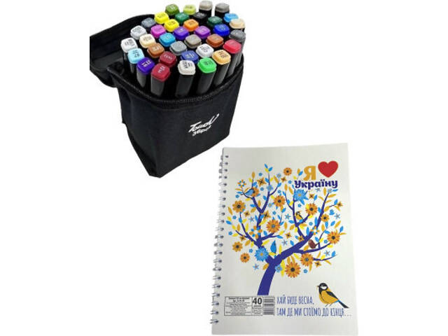 Художній маркер Touch двосторонній скетч маркерів 36 шт у чохлі + блокнот А5 (40 л) в асортименті для дівчаток (X - Фото 3