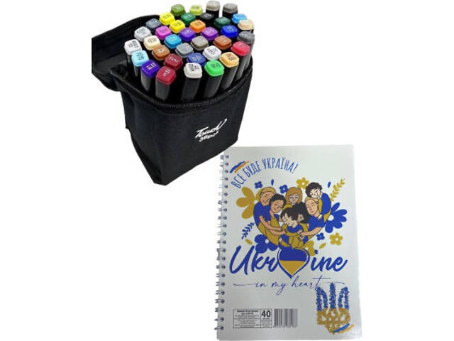 Художній маркер Touch двосторонній скетч маркерів 36 шт у чохлі + блокнот А5 (40 л) в асортименті для дівчаток (X - Фото 4
