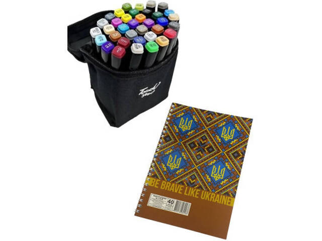 Художній маркер Touch двосторонній скетч маркерів 36 шт у чохлі + блокнот А5 (40 л) в асортименті для дівчаток (X - Фото 7