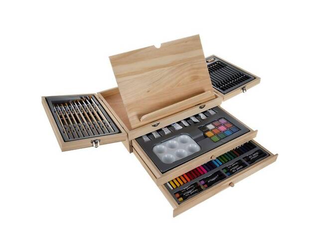 Художній набір для малювання Kruzzel 19179 (83 предмети, дерев'яна валіза, вбудований мольберт) - Фото 3