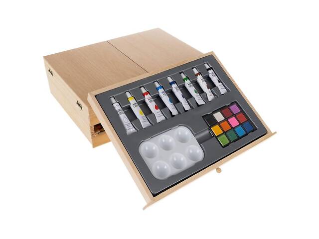 Художній набір для малювання Kruzzel 19179 (83 предмети, дерев'яна валіза, вбудований мольберт) - Фото 4