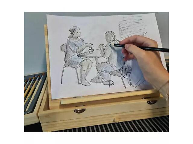 Художній набір для малювання Kruzzel 19179 (83 предмети, дерев'яна валіза, вбудований мольберт) - Фото 8