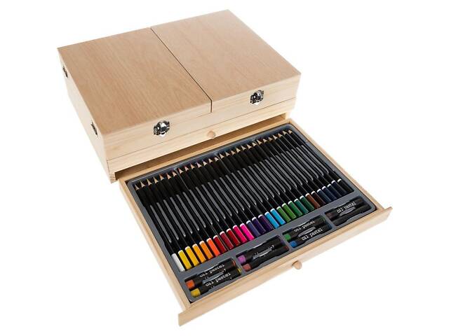 Художній набір для малювання Kruzzel 19179 (83 предмети, дерев'яна валіза, вбудований мольберт) - Фото 9