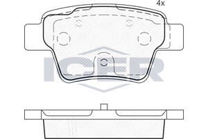 ICER 181765 Колодки гальмівні (задні) Citroen C4 04-/Peugeot 207 06-/307 00-