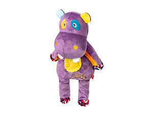 Іграшка для собак Бегемот з мотузками та пищалкою GiGwi Plush Friendz, текстиль, 34 см