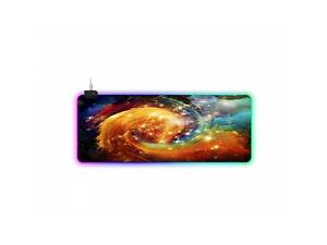 Игровая поверхность для компьютерной мыши и клавиатуры RGB с подсветкой UKC 80х30 см G-626