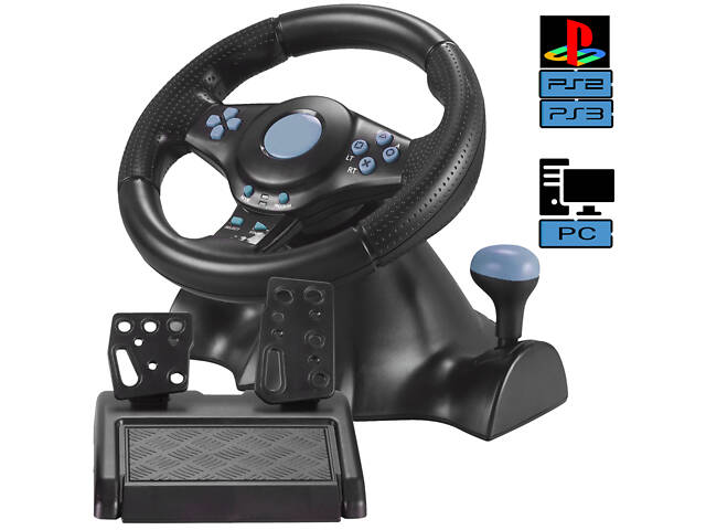 Ігровий кермо PXN Vibration Steering з педалями та коробкою передач для PC/PS3/PS2 3в1+VR Box 2.0 - Фото 2