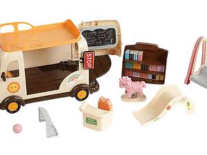 Іграшковий автобус Stomle Family Школа 27х13х17 см Бежево-коричневий (150928)