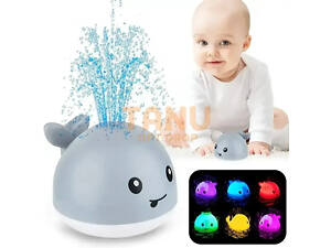 Игрушка для ванной Кит с фонтаном и подсветкой Spray Water Bath Toy Серый (225)