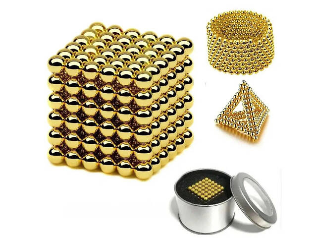 Игрушка-конструктор головоломка Неокуб Neocube 216 магнитных шариков 5 мм. (Gold) - Фото 1