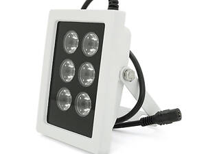 ИК-прожектор LW6-50IR006-12 на 6 диодов с дальностью освещения 50 м, углом обзора 120°. Инфракрасный прожектор