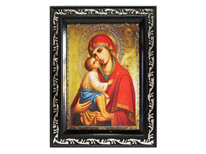 Ікона в рамці Діва Марія Пресвята Богородиця 7х10см черная с серебряным узором, багет 1511А-1112S б\з