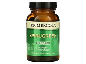 Иммунная защита животных, SpiruGreen, Dr. Mercola, для кошек и собак, 180 таблеток (90 г)