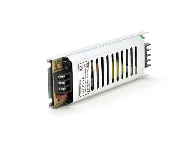 Імпульсний блок живлення 24 В 2.5 А (60 Вт) перфорований SLIM - Фото 1