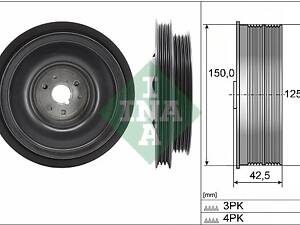 INA 544 0161 10 Шків колінвалу Renault Kangoo 1.2 97- (3PK/4PK)