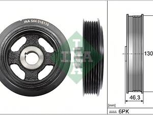 INA 544 0181 10 Шестерня колнічастого валу Toyota Rav4 1.8-2.0/2.0D 00-05 ((6PK)