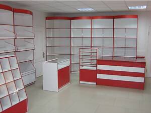 Стелажі, вітрини, прилавки, торгові меблі