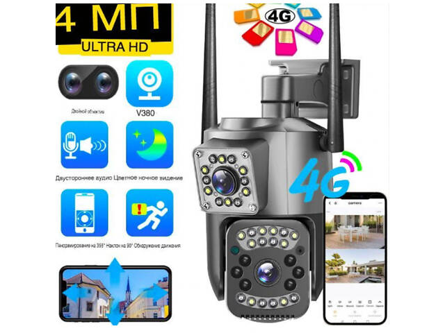 IP WiFi камера SC03-4G 2 независимых объектива 4Mpx+4Mpx (v380) - Фото 2