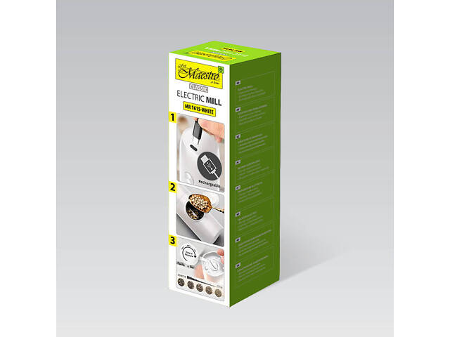 Подрібнювач для перцю Maestro MR-1615-WHITE 5х5.5х18 см білий - Фото 4