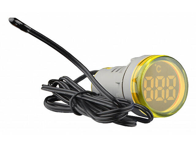 Вимірювач температури цифровий від -20 до 199°C ᴓ22мм круглий жовтий [A0190010170] U-ADM-T АСКО - Фото 1