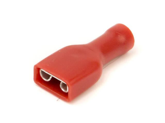 Ізольований наконечник (розетка) 0.25-1.5кв.мм. розміром-6.3х0.8мм червоний [2A02TP] (1 шт.) Quadro ДКС Україна - Фото 1