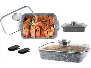 Жаровня 3,2л с крышкой, мраморное покрытие ТМ EDENBERG