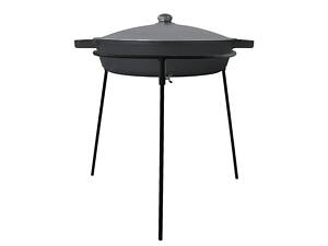 Жаровня чавунна з алюмінієвою кришкою 360 х 80 мм та підставкою