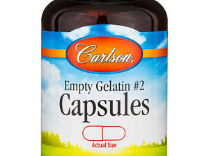 Желатиновая капсула № 2, Small #2 Empty Caps, Carlson, пустая, маленькая, 200 капсул