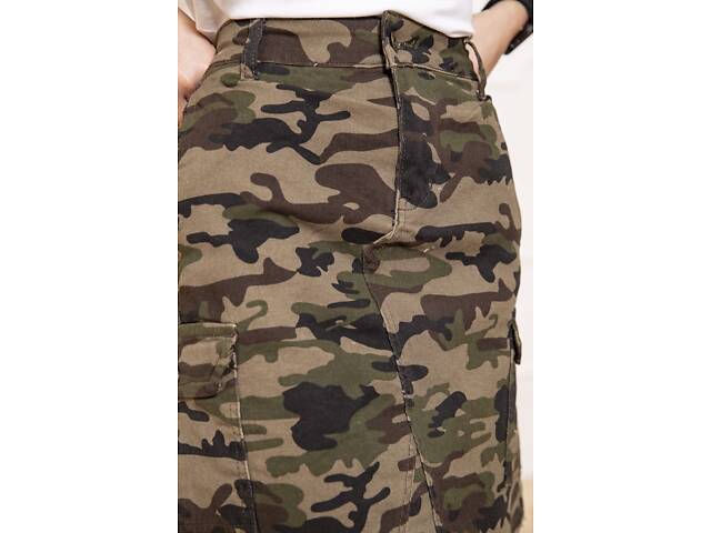 Жіноча джинсова спідниця, мілітарі, 164R2074 - Фото 5