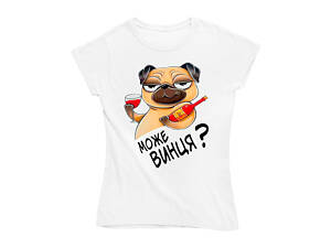 Женская футболка Кавун Мопс Може винця? XS Белый (ФП012723XS)