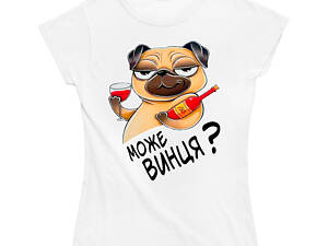 Женская футболка Кавун Мопс Може винця? XS Белый (ФП012723XS)