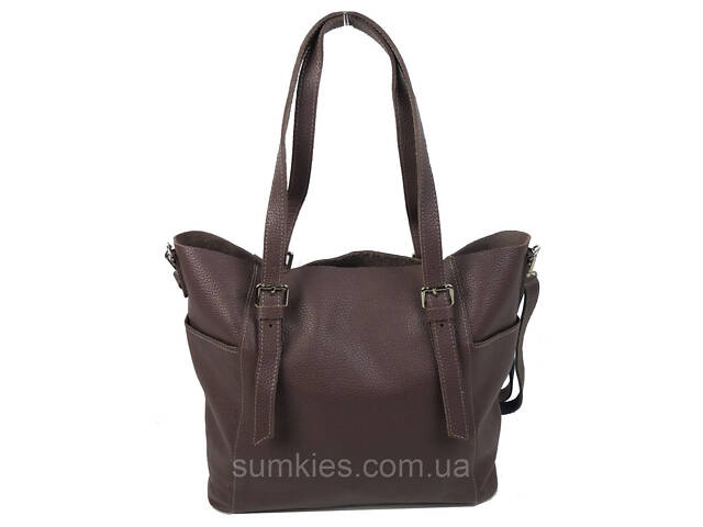 Жіноча шкіряна сумка Borsacomoda коричнева - Фото 2