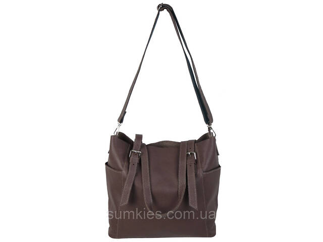 Жіноча шкіряна сумка Borsacomoda коричнева - Фото 3