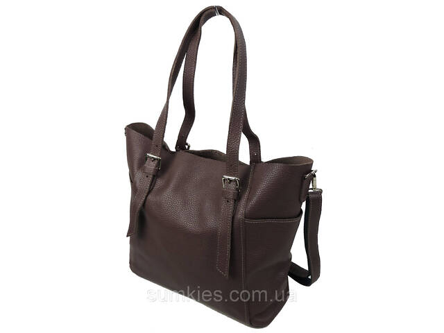 Жіноча шкіряна сумка Borsacomoda коричнева - Фото 4