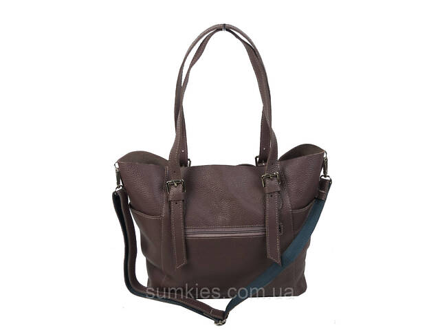 Жіноча шкіряна сумка Borsacomoda коричнева - Фото 5