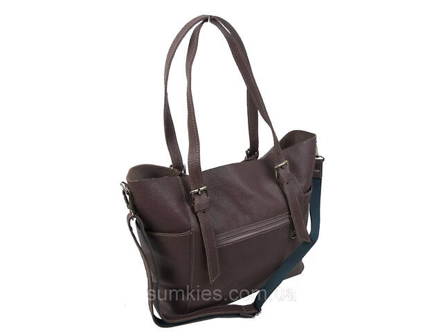 Жіноча шкіряна сумка Borsacomoda коричнева - Фото 6