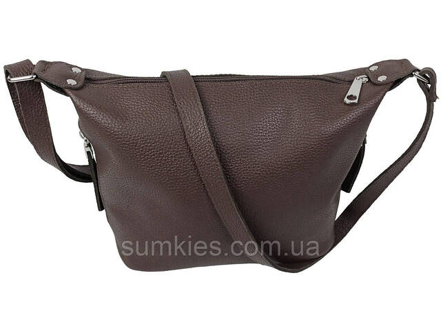 Жіноча шкіряна сумка Borsacomoda, Україна темно-коричнева - Фото 4