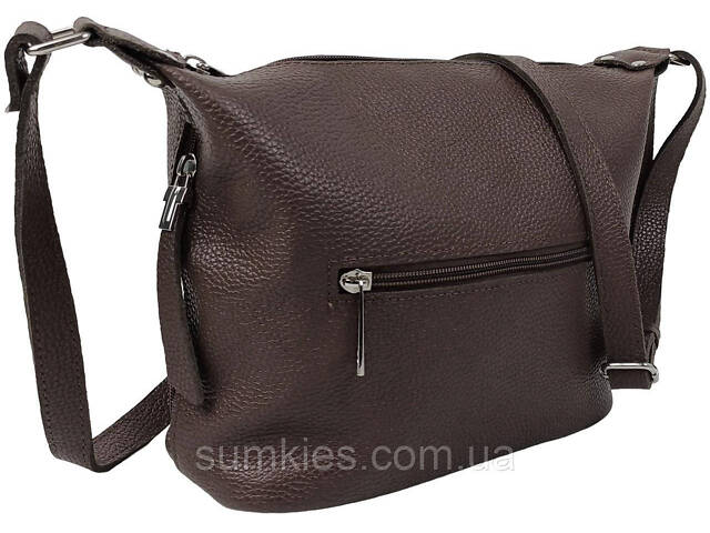 Жіноча шкіряна сумка Borsacomoda, Україна темно-коричнева - Фото 5