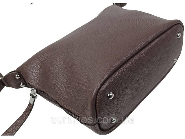 Жіноча шкіряна сумка Borsacomoda, Україна темно-коричнева - Фото 6
