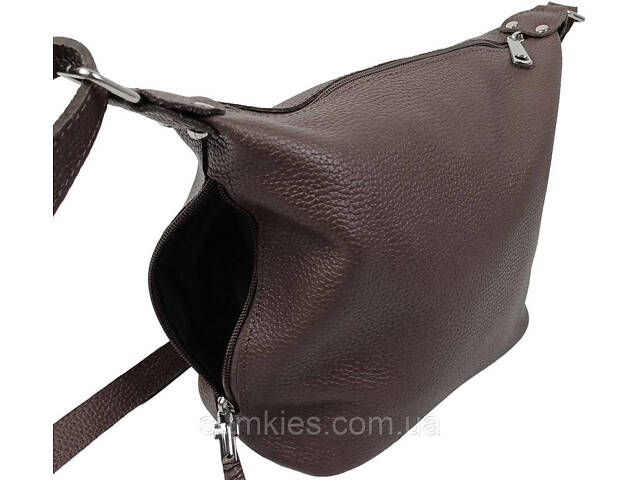 Жіноча шкіряна сумка Borsacomoda, Україна темно-коричнева - Фото 7