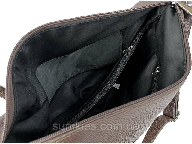 Жіноча шкіряна сумка Borsacomoda, Україна темно-коричнева - Фото 9