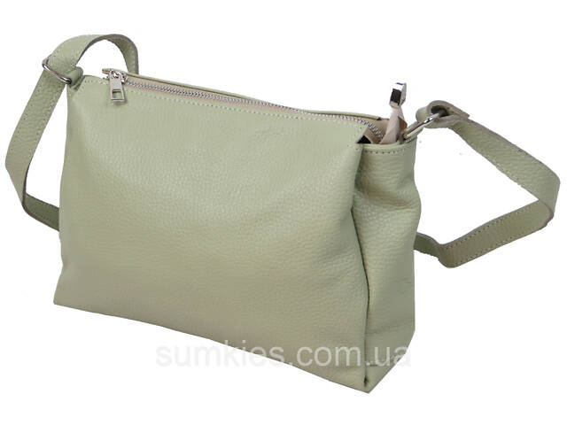 Жіноча шкіряна сумка через плече Borsacomoda салатова - Фото 1
