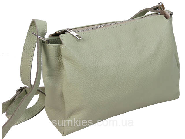 Жіноча шкіряна сумка через плече Borsacomoda салатова - Фото 3