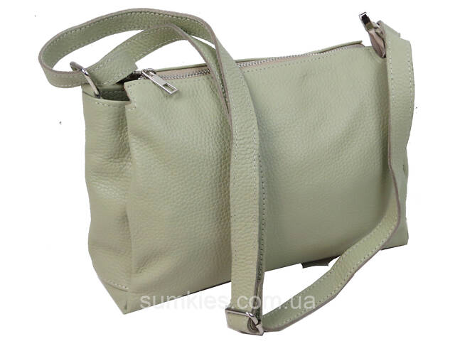 Жіноча шкіряна сумка через плече Borsacomoda салатова - Фото 4