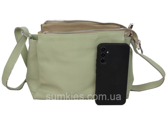 Жіноча шкіряна сумка через плече Borsacomoda салатова - Фото 7